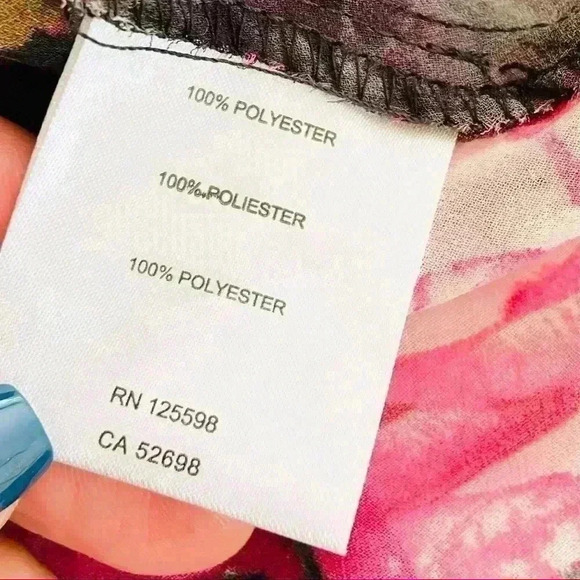 Ellen Tracy Semi Sheer Black Floral Ruffled Blouse - Picture 13 of 13